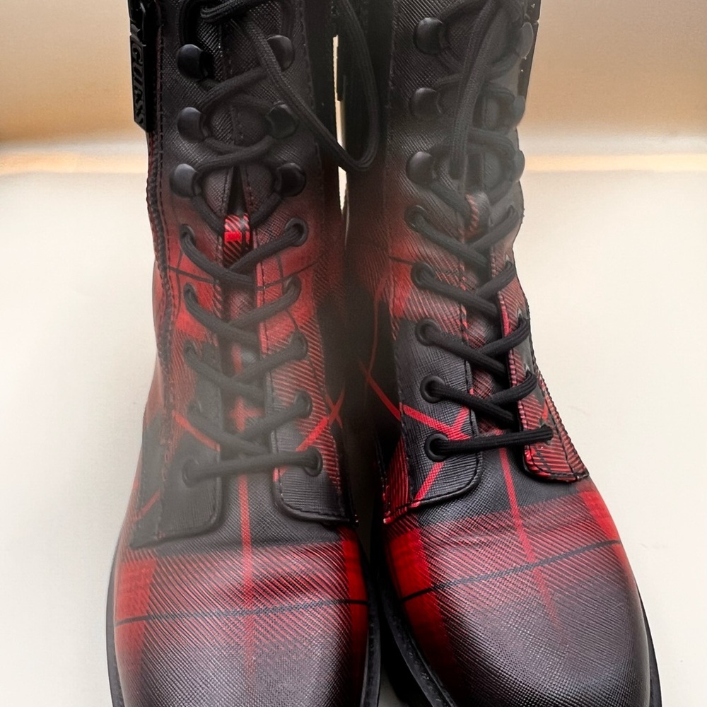 Guess Red and Black Lace Up Boots